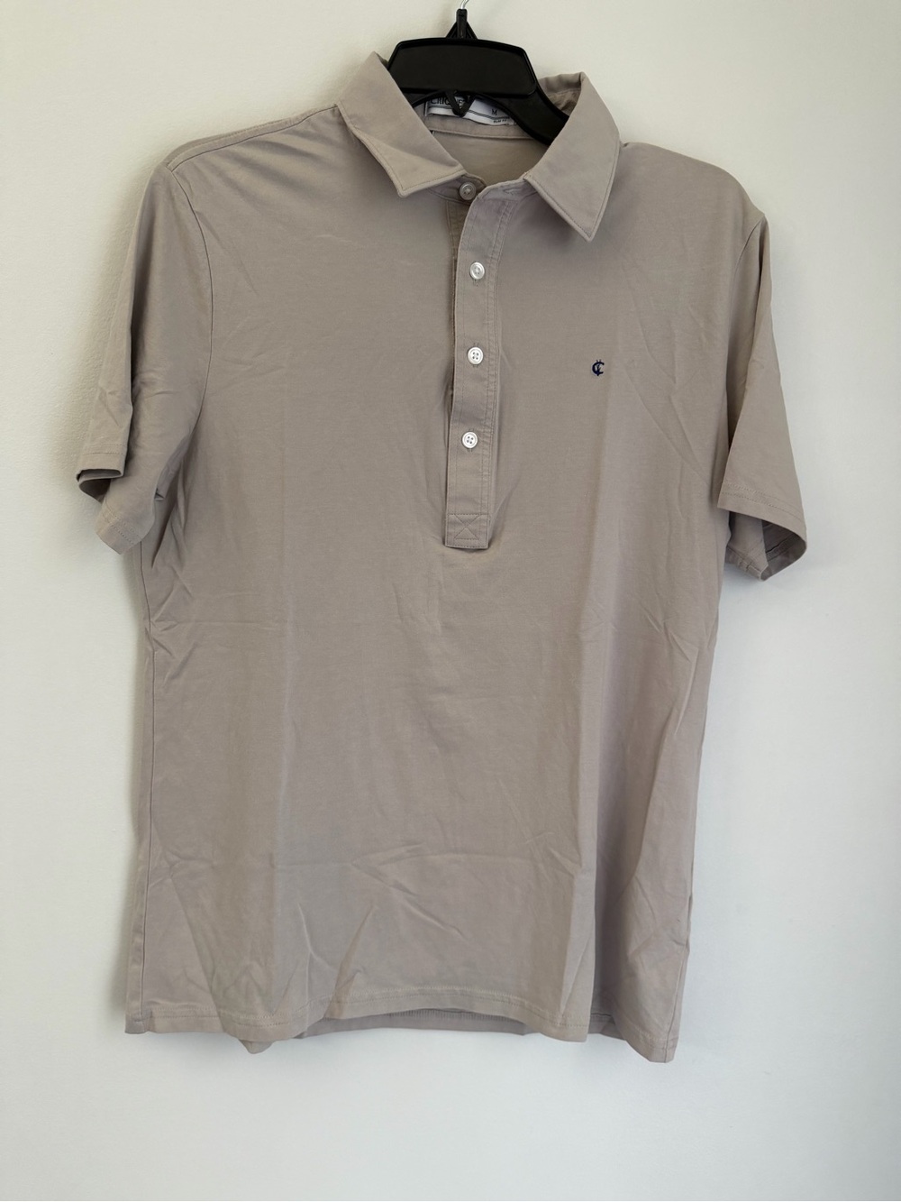 Criquet Men’s Medium Slim Fit Polo Shirt  Gray Pima Cotton Stretch Short Sleeve